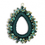 Boucles pendentifs facettées goutte Multicolore-Vert sarcelle foncé