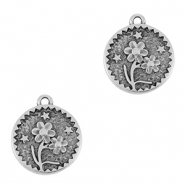 Breloques en m&eacute;tal DQ fleur Argent&eacute; antique (sans nickel)