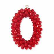 Boucles pendentifs facettées ovale Rouge