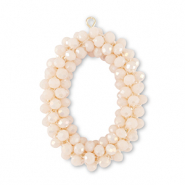 Boucles pendentifs facettées ovale Blanc vanille