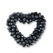 Boucles pendentifs facettées coeur bleu nuit