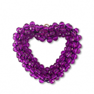 Boucles pendentifs facettées coeur Violet tillandsia