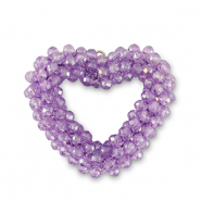 Boucles pendentifs facettées coeur Violet