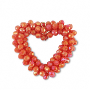 Boucles pendentifs facettées coeur Rouge vif