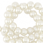 Perles en verre cirées 8mm Blanc cassé