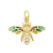 M&eacute;tal TQ laiton breloques zirconium Abeille Dor&eacute;