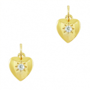 M&eacute;tal TQ laiton breloques zirconium Coeur Dor&eacute;