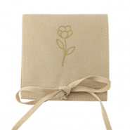Sachet à bijoux fleur Beige latte-doré