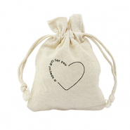 Sachet à bijoux en lin "a special gift for you" Blanc cassé