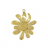 Breloques en acier Inox tournesol Dor&eacute;