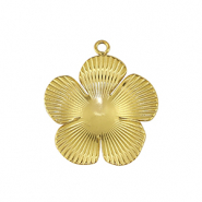 Breloques en acier Inox fleur Dor&eacute;