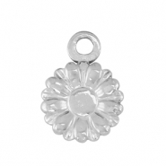 Breloques en acier Inox fleur Argent&eacute;