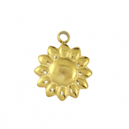 Breloques en acier Inox fleur Dor&eacute;