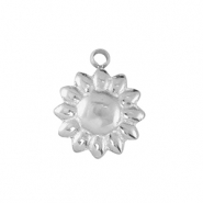 Breloques en acier Inox fleur Argent&eacute;