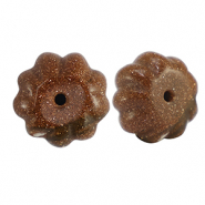 Pierres naturelles perles verre fleur Paillettées marron brique