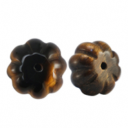 Pierres naturelles perles Œil de tigre fleur Marron doré
