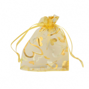 Sachet à bijoux en organza 7x9cm coeur Jaune-doré