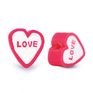 Perles en polymère ''Love'' Rouge-blanc