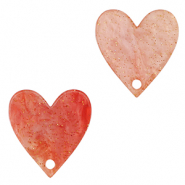 Pendentifs en r&eacute;sine c&oelig;ur Rouge corail
