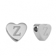 Perles en acier Inox coeur lettre Z Argenté