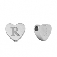 Perles en acier Inox coeur lettre R Argenté