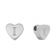 Perles en acier Inox coeur lettre I Argenté