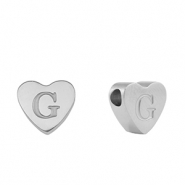 Perles en acier Inox coeur lettre G Argenté