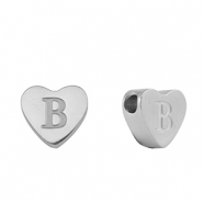 Perles en acier Inox coeur lettre B Argenté