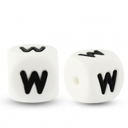 Perles lettres en silicone W Blanc-noir