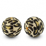 Perles en silicone 15mm léopard Multicolore