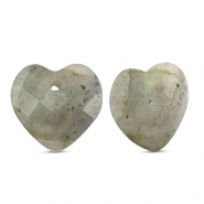 Breloque en pierre naturelle Verre cœur Light gray