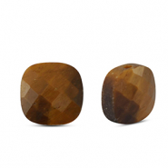 Perles en pierre naturelle Œil de tigre carrées Marron doré