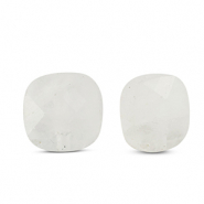 Perles en pierre naturelle Verre carrées Blanc