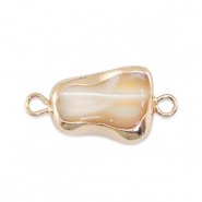Perles d'eau douce connecteur asymétrique Doré-taupe
