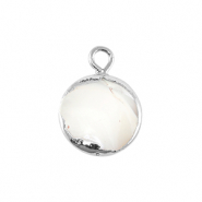BQ Perles d'eau douce breloque rond Argenté-Blanc naturel