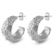 Boucles d'oreilles / puces en acier Inox imitations perles Argenté
