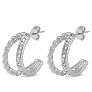 Boucles d'oreilles / puces en acier Inox zirconium Argenté