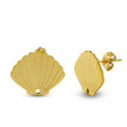 Boucles d'oreilles en acier Inox coquille Dor&eacute;