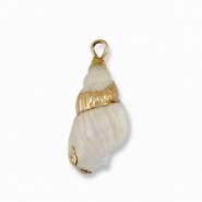 Pendentifs coquillage specials Blanc crème-doré