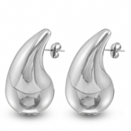 Boucles d'oreilles / puces en acier Inox goutte Argenté