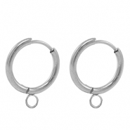 Boucles d'oreilles en acier Inox cr&eacute;oles 17mm Argent&eacute;