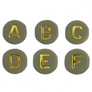 Perles lettres acryliques m&eacute;lang&eacute;es Vert arm&eacute;e-dor&eacute;
