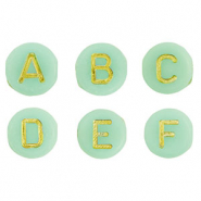 Perles lettres acryliques m&eacute;lang&eacute;es Vert menthe-dor&eacute;