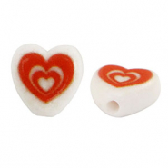 Perles lettres acryliques cœur Blanc-red