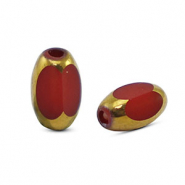 Perles en verre ovale à facettes Rouge marron-doré