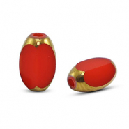 Perles en verre ovale à facettes Rouge-doré