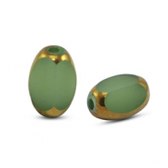 Perles en verre ovale à facettes Vert-doré