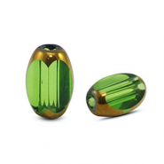 Perles en verre ovale à facettes Vert transparent-doré