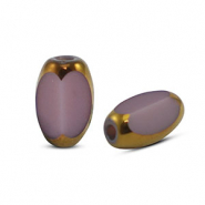 Perles en verre ovale à facettes Violet-doré