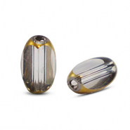 Perles en verre ovale à facettes Gris transparent-doré